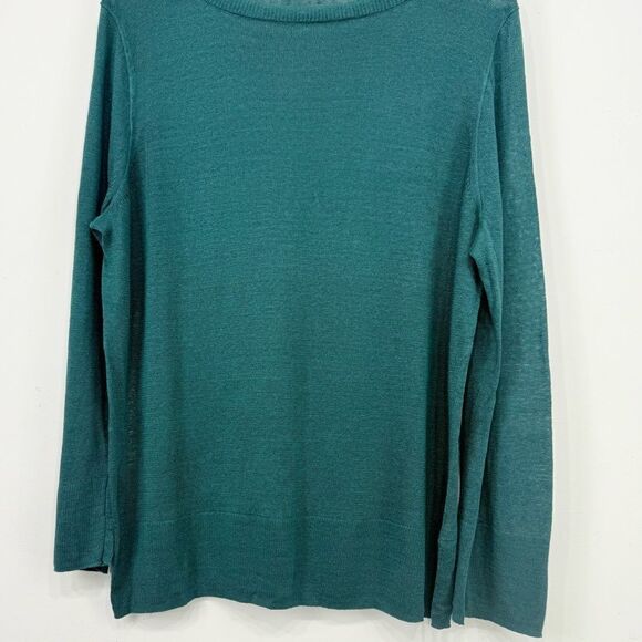 J. Crew Green 100% Linen Slouchy Crew Neck Tunic Sweater - Picture 6 of 16
